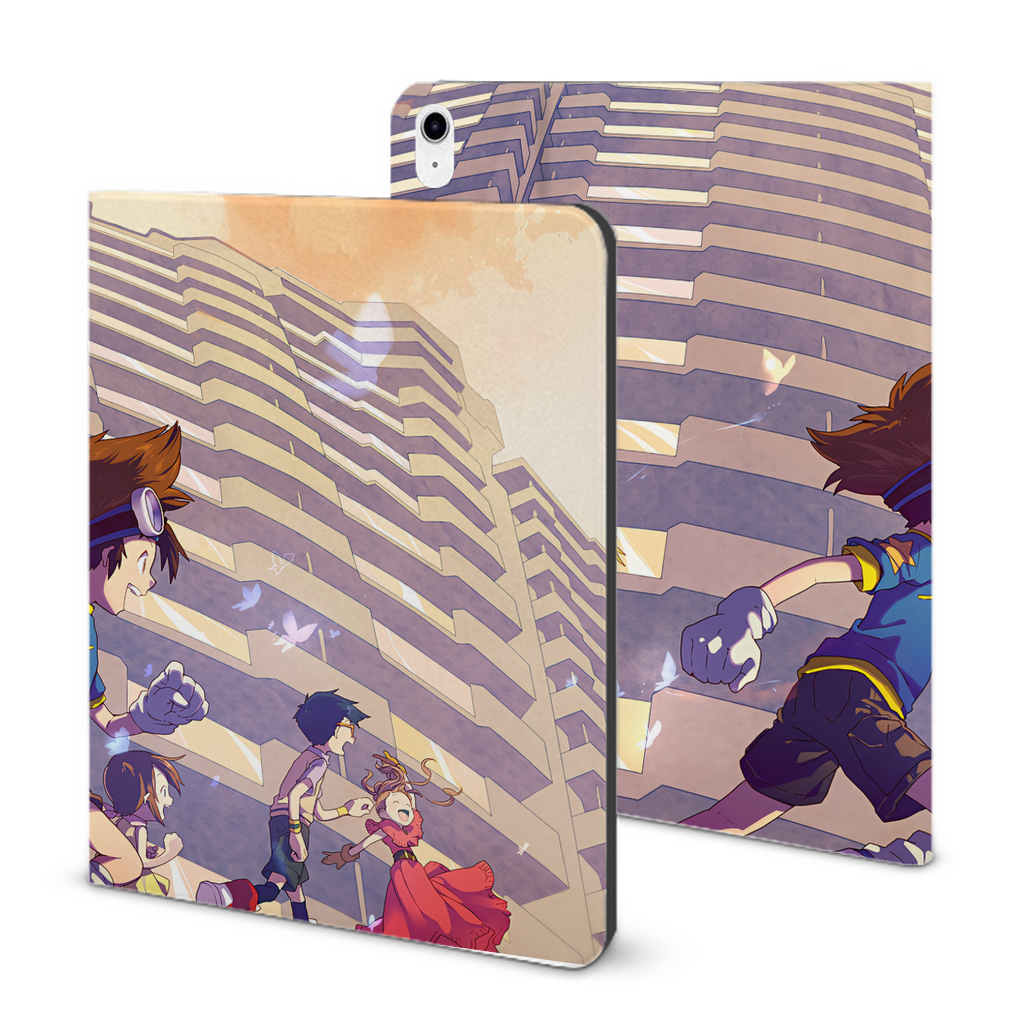 （画像用） Digimon デジタルモンスター/デジモン IPad ケース ブック型 PUレザー TPU 耐衝撃 軽量 薄型 ペン収納なし 全面保護 IPad 各モデル対応